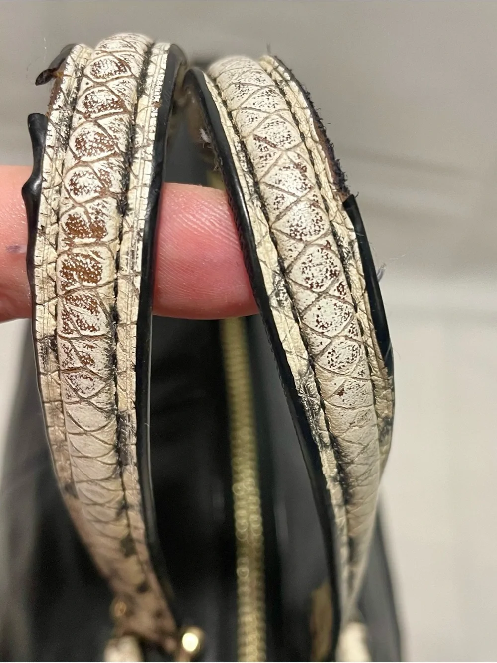 Coach Black Leather Prairie Satchel/Crossbody with Snakeskin Handles